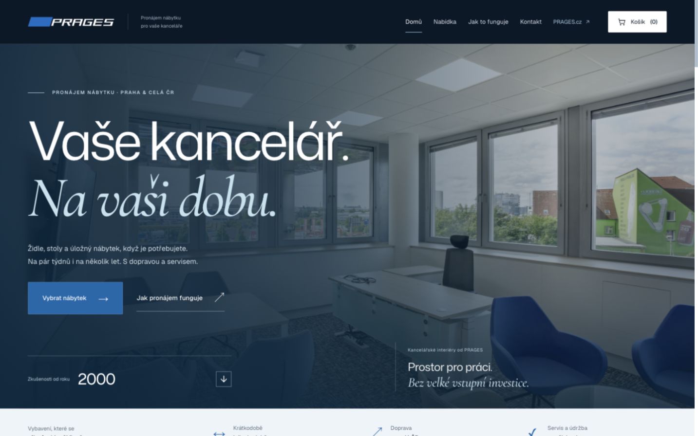Pronájem nábytku – náhled webu na MacBooku