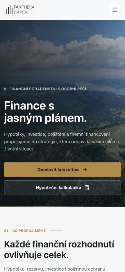 Panthera Capital – mobilní verze webu na iPhonu