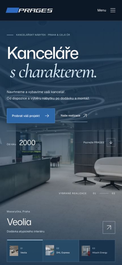 PRAGES – mobilní verze webu na iPhonu